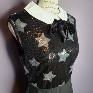 Modcloth Starry Sequin Dress with White Collar